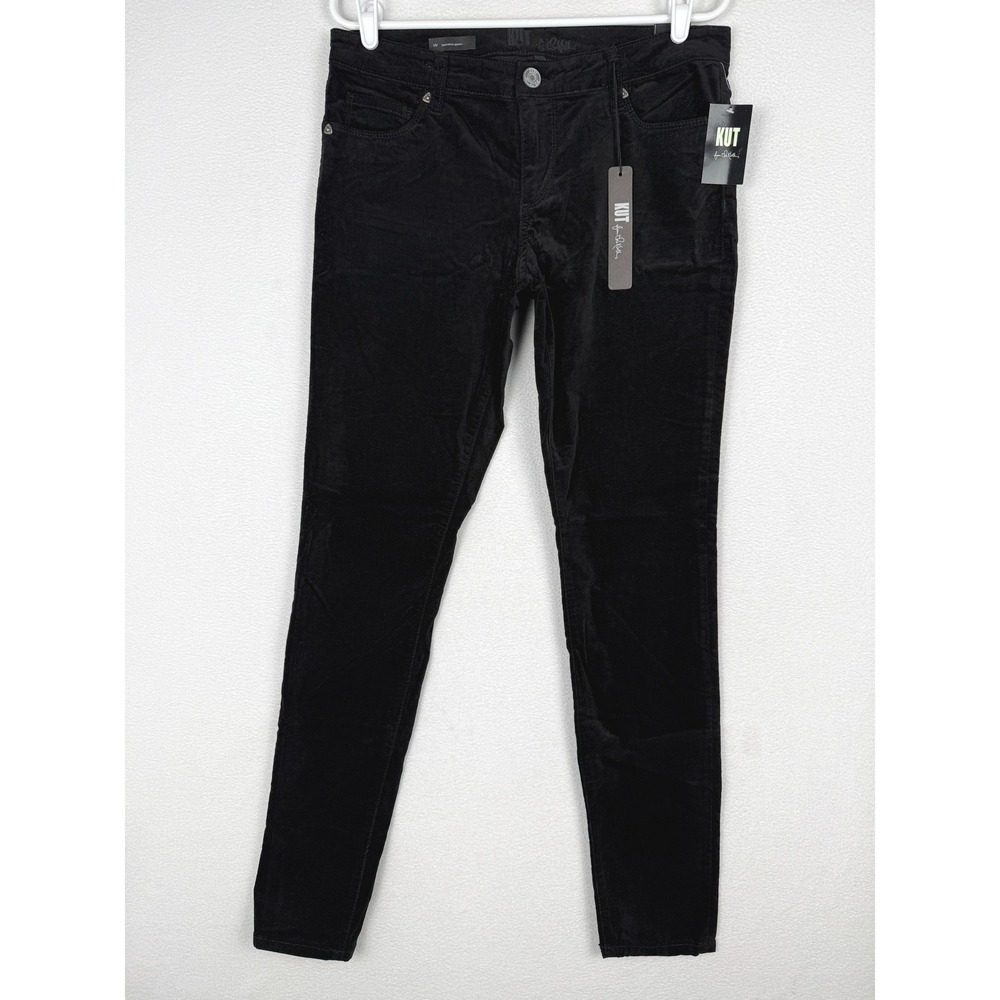 KUT from the Kloth Viv Toothpick Skinny Pants Womens 10 Black Corduroy NWT